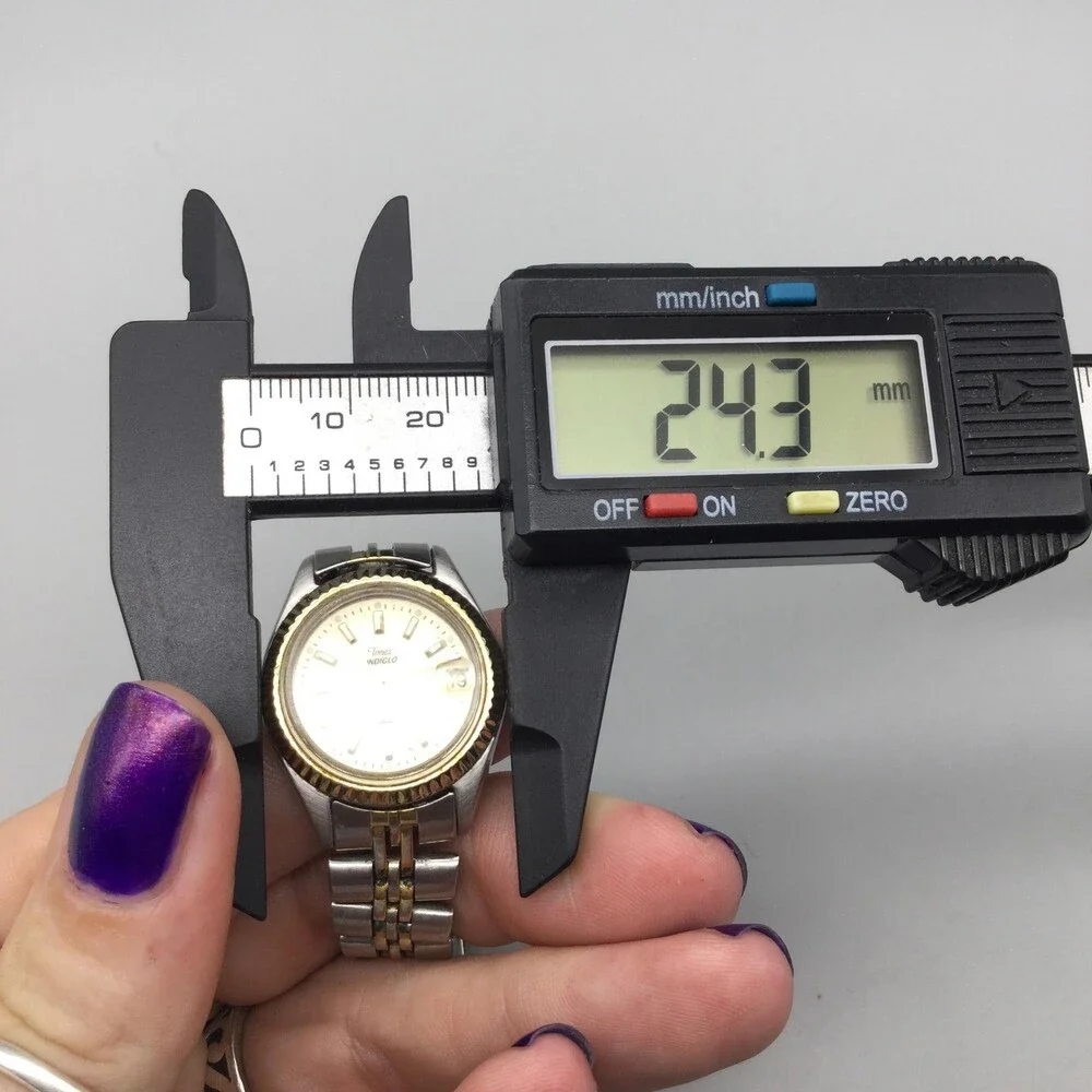 Timex Indiglo Womens Watch 24mm Champagne Dial Two Tone Date New Battery 6.5